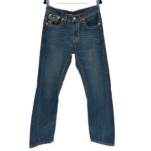 True Religion Joey Super T Twisted Blue Denim Straight Leg Jeans Size 32